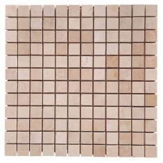 Мраморная мозаика, бежевая, полированная, 23x23x6 мм., мрамор Beige Mix, МКР-2П