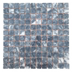 Мраморная мозаика, мрамор Black, 23x23x6 мм., матовая, галтованная, античная, МКР-2СВА 