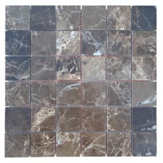 Мраморная мозаика коричневая, 48x48x6 мм., полированная, мрамор Emperador Medium. МКР-3П