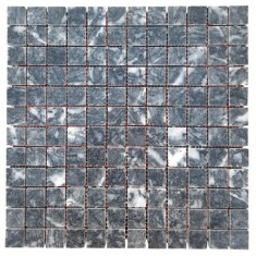 Мраморная мозаика на сетке мрамор Black 23x23x6 мм Полированная | МКР-2П