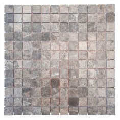 Мраморная мозаика коричневая, мрамор Emperador Medium, 23x23x6 мм, матовая, негалтованная. МКР-2СН