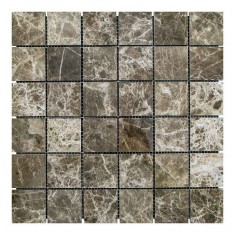 Мраморная мозаика, полированная, 48x48x6 мм, мрамор Emperador Dark TR, МКР-3П
