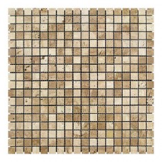Мозаичная плитка Травертин Classic на сетке, полированная, 15x15x6 мм., МКР-4П