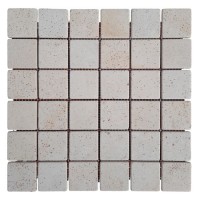 Мозаїка плитка з пісковика Cream 48х48x6 мм на сітці