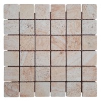 Мозаїка плитка з пісковика Gold 48х48x6 мм на сітці