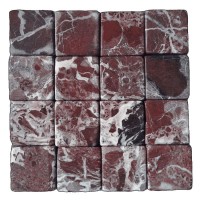 Мармурова плитка мозаїка 46х46 мм, матова, без сітки. Мармур Rosso Levanto