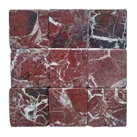 Мармурова плитка мозаїка 96х96 мм, матова, без сітки. Мармур Rosso Levanto