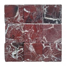 Мраморная плитка мозаика 96х96 мм, матовая, без сетки. Мрамор Rosso Levanto