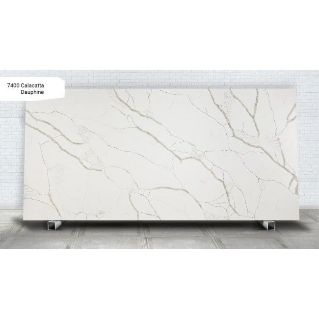 Кварцевый камень Calacatta Dauphine 7400 - белый кварц